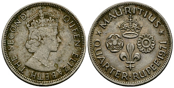Маврикий 1/4 рупии 1971 Елизавета II (1952- ) KM 36 медно-никель 4564-228