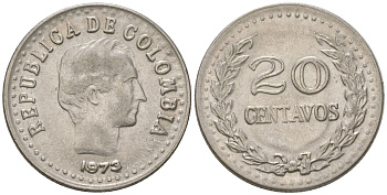 Колумбия 20 сентаво 1973 KM 246 сталь плакированная никелем 4401-225