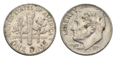 США 10 центов (дайм) 1975 Рузвельт KM 195a медь плакированная медно-никелем 4674-546