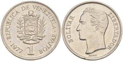 Венесуэла 1 боливар 1977 Симон Боливар KM 52 никель 4556-817