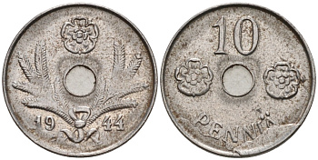 ФИНЛЯНДИЯ 10 ПЕННИ 1944 KM 34.1 железо 192-1061