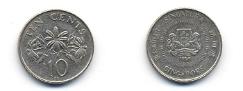 Сингапур 10 центов 1986 KM 51 медно-никель 62-2723