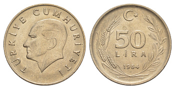 Турция 50 лир 1984 Кемаль Ататюрк KM 966 медь цинк никель 4648-833