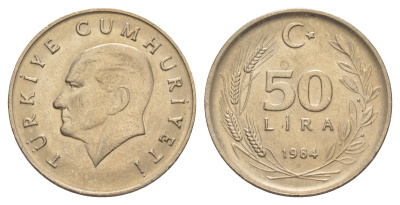 Турция 50 лир 1984 Кемаль Ататюрк KM 966 медь цинк никель 4648-833