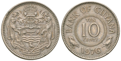 Гайана 10 центов 1976 KM 33 медно-никель 4124-625