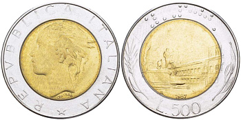 ИТАЛИЯ 500 ЛИР 1987 R KM 111 биметалл 4523-842