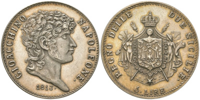 Италия КОПИЯ 5 лир 1813 KM 259 белый металл UNC 63-113