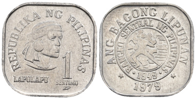 Филиппины 1 сентимо 1979 вождь острова Мактан Лапу-Лапу KM 205 алюминий  UNC  220-1068