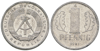 ГДР 1 пфенниг 1981 А KM 8.2 алюминий 4623-418