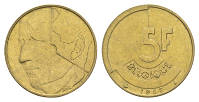 Бельгия 5 франков 1986 Belgique, Бодуэн I (1951-1993) KM 163 медь алюминий никель 4539-125