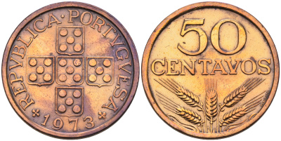 Португалия 50 сентаво 1973 KM 596 бронза 4589-456