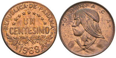 Панама 1 сентесимо 1968  KM 22 бронза  aUNC  4609-829