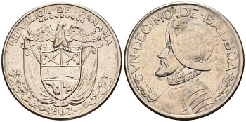 Панама 1/10 бальбоа 1983 KM 10 медь плакированная медно-никелем 4580-214