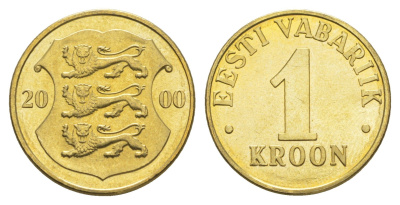 Эстония 1 крона 2000 KM 35 латунь UNC 4652-933