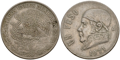 Мексика 1 песо 1971 Хосе Мария Морелос KM 460 медно-никель 4599-1223