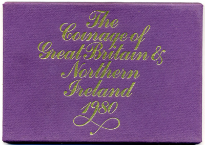 Великобритания официальный набор из 6 монет + жетон монетного двора 1980 в оригинальной пластиковой упаковке, с сертификатом KM PS 36 PROOF 3-6-4-20