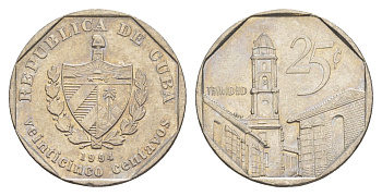 Куба 25 сентаво 1994 площадь в Тринидаде KM 577.1 сталь плакированная никелем 4646-411