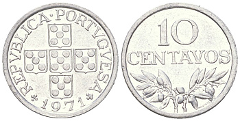Португалия 10 сентаво 1971 KM 594 алюминий UNC 4151-854