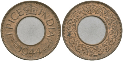 Британская Индия 1 пайс 1944 Георг VI (1936-1952) KM 533 бронза 33-1124