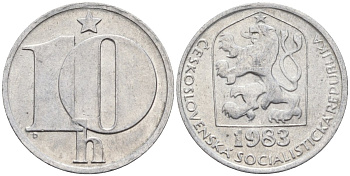 Чехословакия 10 геллеров 1983 KM 80 алюминий 4152-747