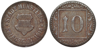 Германия, Мюнстер 10 пфеннигов 1918 Funck 350.3Aa железо 4119-932