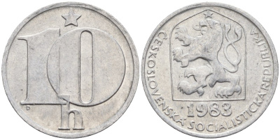 Чехословакия 10 геллеров 1983 KM 80 алюминий 4152-747