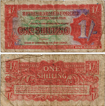 АНГЛИЯ 1 ШИЛЛИНГ 1948 ВТОРАЯ СЕРИЯ, ДЛЯ ВООРУЖЕННЫХ СИЛ Pick M18a бумага 8605-26-4-2