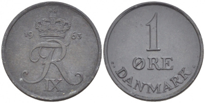 ДАНИЯ 1 ЭРЕ 1963 С; S, ФРЕДЕРИК IX (1947-1972) KM 839.2 цинк 4547-1014