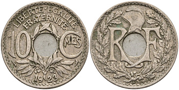 Франция 10 сантимов 1923 KM 866a, Le Franc 138.3 медно-никель 4143-926