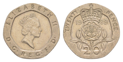 Великобритания 20 пенсов 1989 Елизавета II (1952-2022) KM 939, Spink 4361 (G2) медно-никель 4639-857