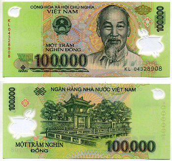 Вьетнам 100000 донгов 2004 Хо Ши Мин Pick 122a пластик UNC (пресс) 7183-37-1-2
