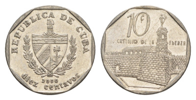 Куба 10 сентаво 2000 форт в Гаване Ла-Фуэрса KM 576.2, JMA MC20, Schoen 714 сталь плакированная никелем 4644-741