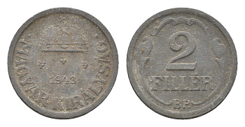 Венгрия 2 филлера 1943 BP KM 519 цинк 4664-866
