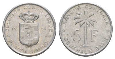 Руанда-Урунди 5 франков 1958 KM 3 алюминий 4652-111