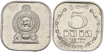 Шри-Ланка 5 центов 1978 KM 139a алюминий 4136-634