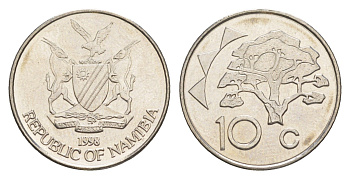 Намибия 10 центов 1998 KM 2 сталь плакированная никелем UNC 4189-556