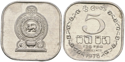 Шри-Ланка 5 центов 1978 KM 139a алюминий 4136-634