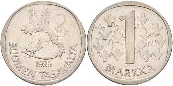 ФИНЛЯНДИЯ 1 МАРКА 1985 N KM 49а медно-никель 4556-735
