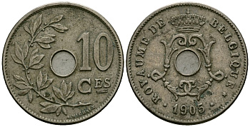 Бельгия 10 сантимов 1905 Belgique KM 52 медно-никель 4172-835