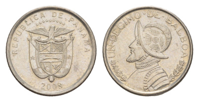 Панама 1/10 бальбоа 2008 KM 127 медь плакированная медно-никелем 4644-619