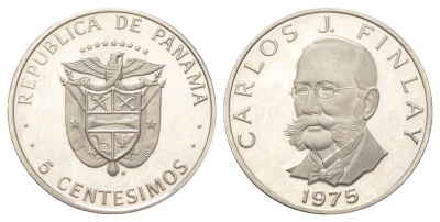 Панама 5 сентесимо 1975 Карлос Хуан Финлей KM 35 медь плакированная медно-никелем PROOF 3896-415