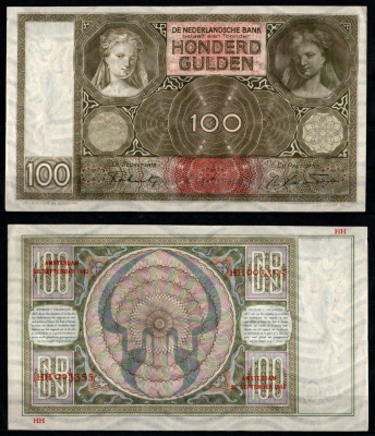 Нидерланды 100 гульденов 1942 Мария Магдалина Pick 51 c бумага 451-1302-2
