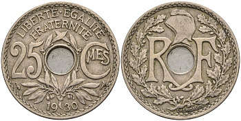 Франция 25 сантимов 1930 KM 867a, Le Franc 171.7 медно-никель 4143-441