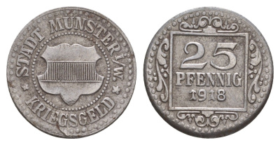 Мюнстер 25 пфеннигов 1918 Funck 350.4, Men18 22668.3 железо 4657-1113