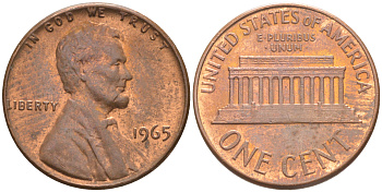 США 1 ЦЕНТ 1965 ЛИНКОЛЬН KM 201 медь цинк 187-639