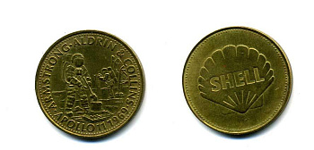 США ЖЕТОН ND SHELL, АПОЛЛОН 11, 26 мм, 5,0 гр латунь 179-841