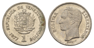Венесуэла 1 боливар 1977 Симон Боливар Y 52 никель 4662-826
