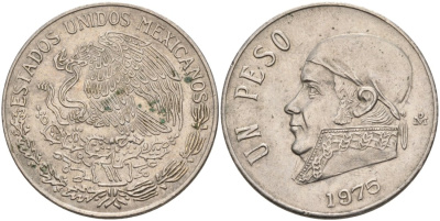 Мексика 1 песо 1975 Хосе Мария Морелос KM 460 медно-никель 4572-323
