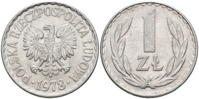 ПОЛЬША 1 ЗЛОТЫЙ 1978 КРЕМНИЦА KM 49.1 алюминий 4591-711