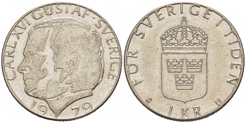 Швеция 1 крона 1979 Карл XVI Густав (1973- ) KM 852 медь плакированная медно-никелем 77-643
